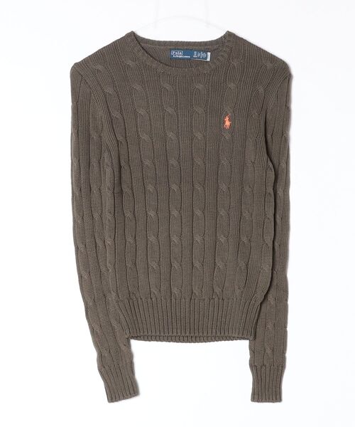 POLO RALPH LAUREN（ポロ ラルフ ローレン）の「ケーブルニット コットン クルーネック セーター（ニット/セーター・レディース・グリーン系2・L/M/S/XS/XXS）」の3枚目の写真