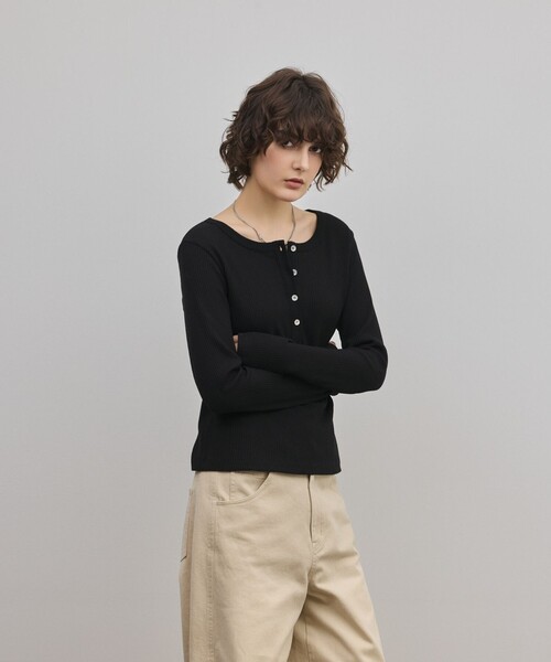 Diagram(ダイアグラム)の「ヘンリーネックカットトップ(Tシャツ/カットソー・レディース・ブラック/ブラウン/ホワイト・36)」の7枚目の写真