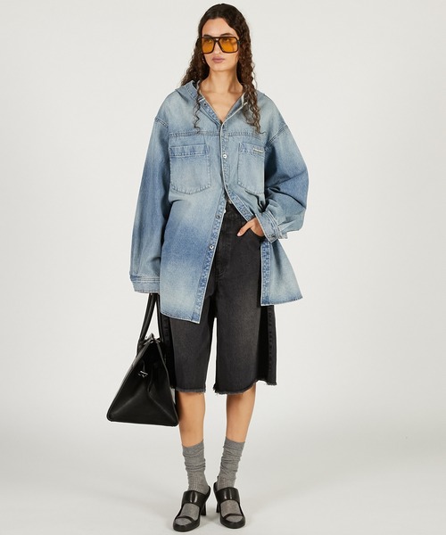 PRANK PROJECT(プランクプロジェクト)の「デニムフーディシャツ / Denim Hooded Shirt(シャツ/ブラウス・レディース・ブルー/ベージュ・FREE)」の9枚目の写真