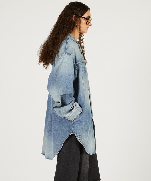 PRANK PROJECT(プランクプロジェクト)の「デニムフーディシャツ / Denim Hooded Shirt(シャツ/ブラウス・レディース・ブルー/ベージュ・FREE)」の18枚目の写真