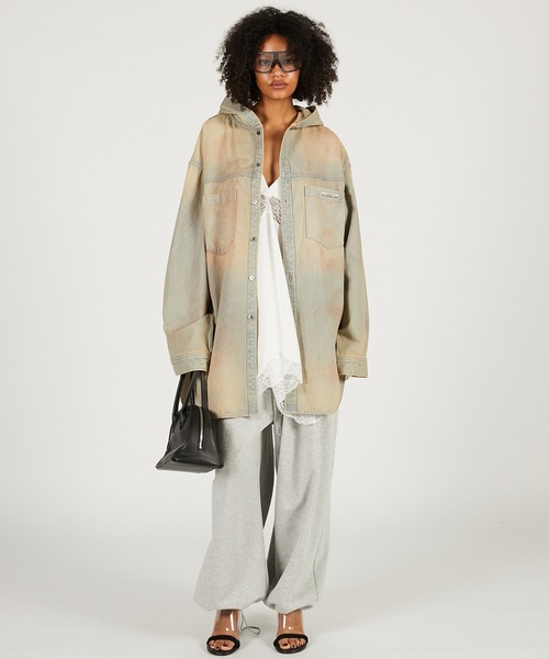 PRANK PROJECT(プランクプロジェクト)の「デニムフーディシャツ / Denim Hooded Shirt(シャツ/ブラウス・レディース・ブルー/ベージュ・FREE)」の8枚目の写真