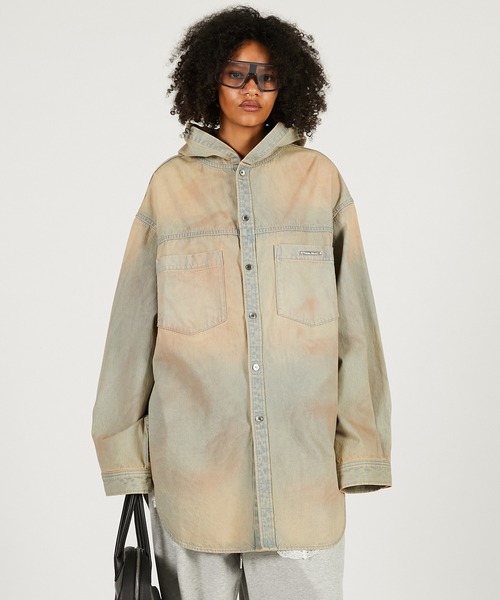 PRANK PROJECT(プランクプロジェクト)の「デニムフーディシャツ / Denim Hooded Shirt(シャツ/ブラウス・レディース・ブルー/ベージュ・FREE)」の11枚目の写真