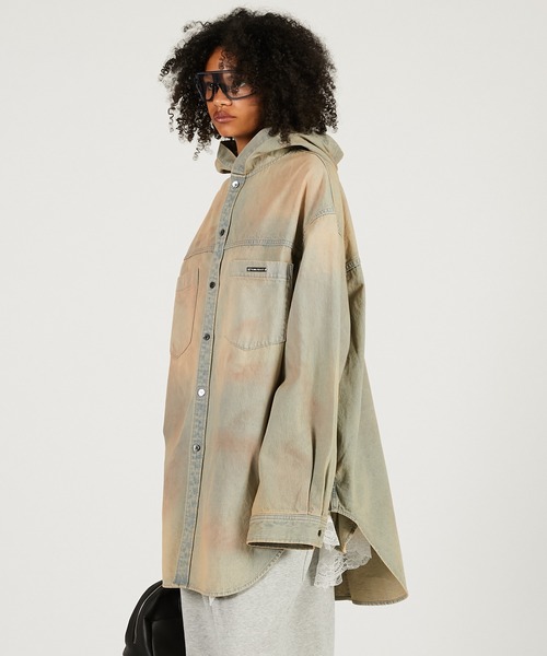 PRANK PROJECT(プランクプロジェクト)の「デニムフーディシャツ / Denim Hooded Shirt(シャツ/ブラウス・レディース・ブルー/ベージュ・FREE)」の12枚目の写真