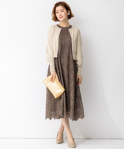 23区（ニジュウサンク）の「【APPLAUDIR】Brocheリボンブーケレース ドレス（ドレス・レディース・ネイビー系・44）」の8枚目の写真