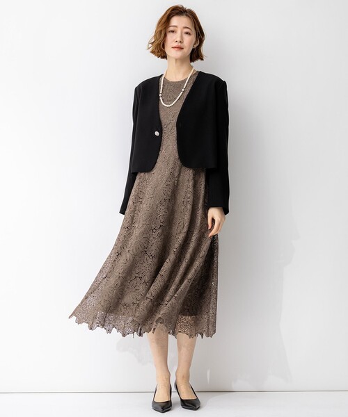 23区（ニジュウサンク）の「【APPLAUDIR】Brocheリボンブーケレース ドレス（ドレス・レディース・ネイビー系・44）」の9枚目の写真