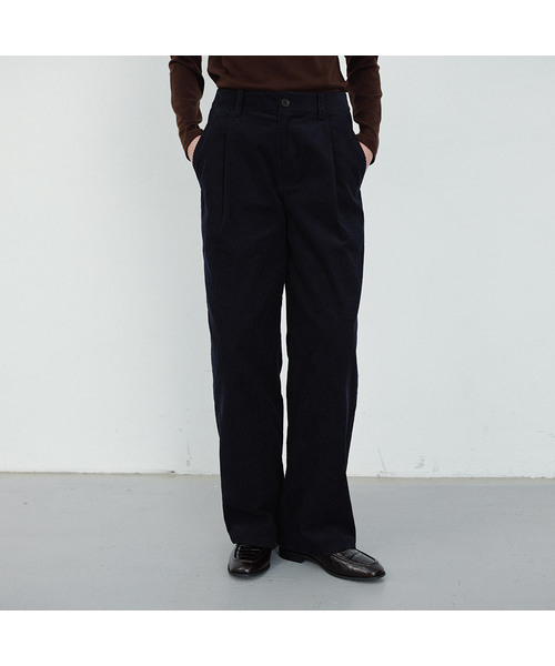 Curved Corduroy One-Tuck Pants (2color)