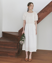 BELLOL（ベロエル）の「Back Ribbon Puff One Piece Ivory（ワンピース）」