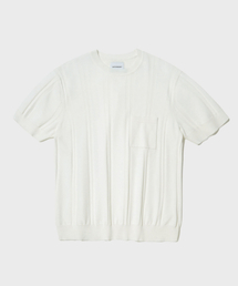 OUTSTANDING（アウトスタンディング）の「HS STRIPE CREW NECK KNIT_IVORY（Tシャツ/カットソー・メンズ）」