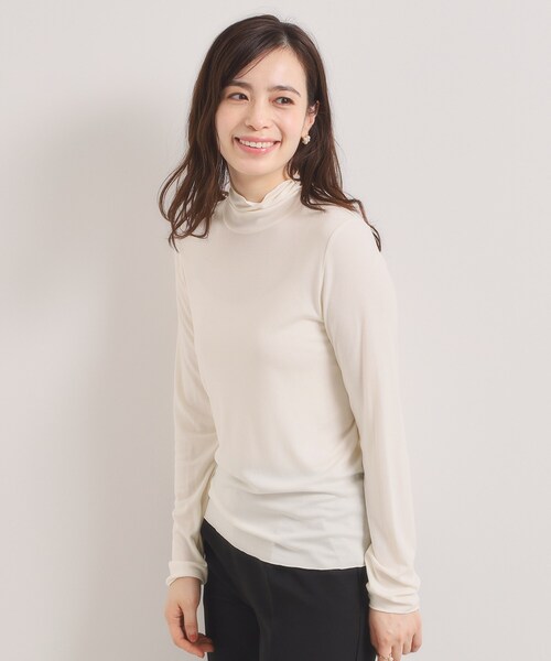 ITS'DEMO（イッツデモ）の「【調温機能付き／洗濯機OK】ハイネックインナー（Tシャツ/カットソー・レディース・ブラック/オフホワイト/ダークブラウン・00）」の2枚目の写真