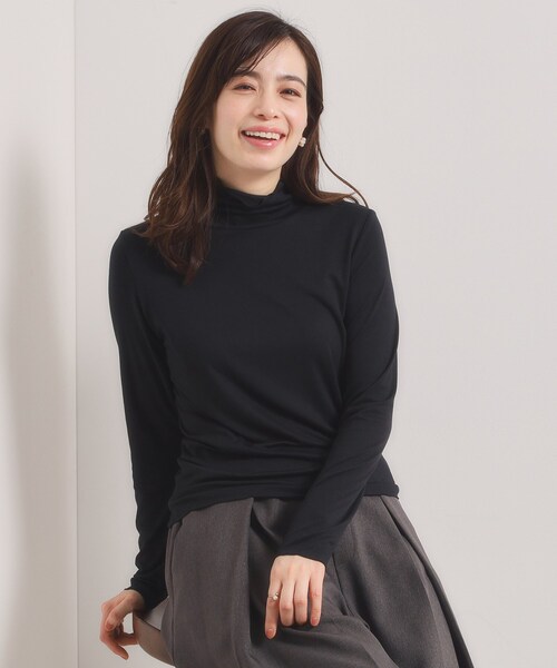 ITS'DEMO（イッツデモ）の「【調温機能付き／洗濯機OK】ハイネックインナー（Tシャツ/カットソー・レディース・ブラック/オフホワイト/ダークブラウン・00）」の4枚目の写真