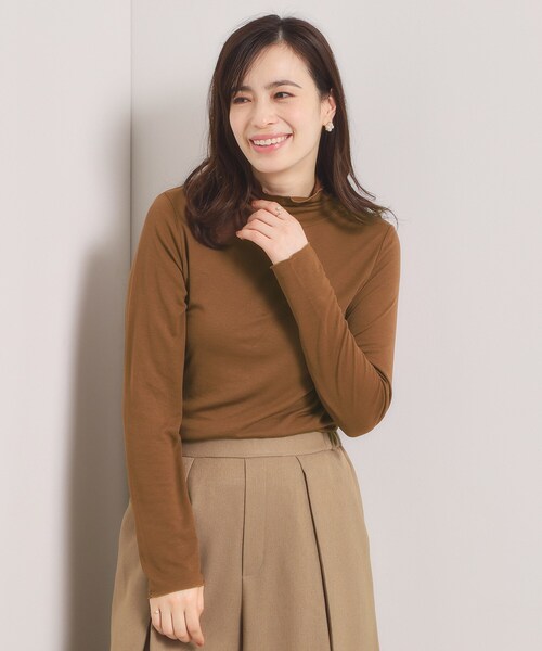 ITS'DEMO（イッツデモ）の「【調温機能付き／洗濯機OK】ハイネックインナー（Tシャツ/カットソー・レディース・ブラック/オフホワイト/ダークブラウン・00）」の9枚目の写真