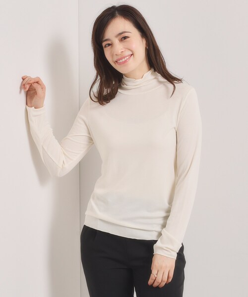 ITS'DEMO（イッツデモ）の「【調温機能付き／洗濯機OK】ハイネックインナー（Tシャツ/カットソー・レディース・ブラック/オフホワイト/ダークブラウン・00）」の12枚目の写真