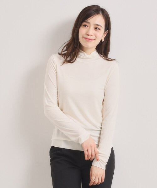 ITS'DEMO（イッツデモ）の「【調温機能付き／洗濯機OK】ハイネックインナー（Tシャツ/カットソー・レディース・ブラック/オフホワイト/ダークブラウン・00）」の13枚目の写真