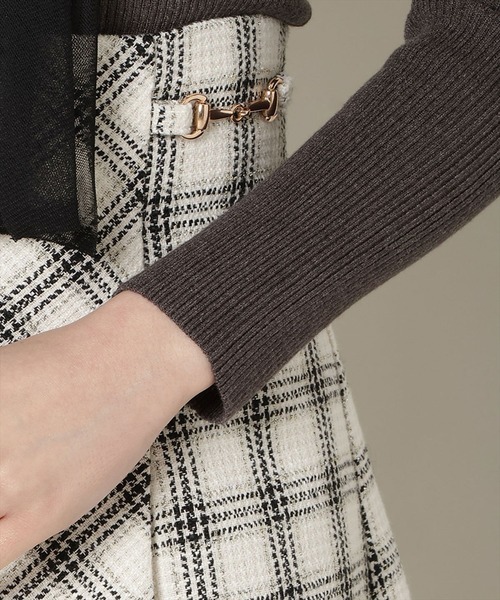 WILLSELECTION（ウィルセレクション）の「リボンチュールレイヤードリブニット（ニット/セーター・レディース・オフホワイト/ブラック/ピンク/チャコールグレー・FREE）」の22枚目の写真