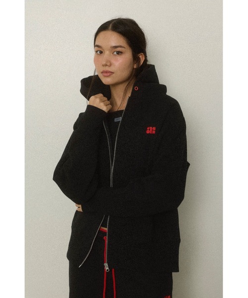 ALEXIA STAM（アリシアスタン）の「Wellness Contrast Logo Zip Up Hoodie /ウェルネス ジップアップパーカー（パーカー・レディース・グレー/ブラック・FREE）」の2枚目の写真
