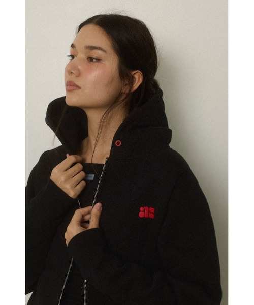 ALEXIA STAM（アリシアスタン）の「Wellness Contrast Logo Zip Up Hoodie /ウェルネス ジップアップパーカー（パーカー・レディース・グレー/ブラック・FREE）」の3枚目の写真