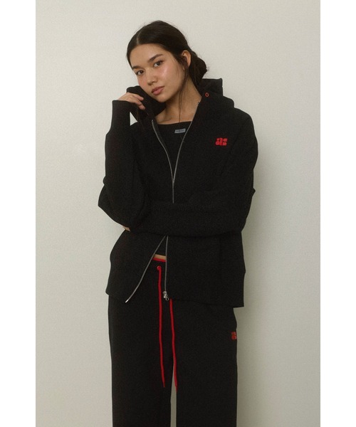 ALEXIA STAM（アリシアスタン）の「Wellness Contrast Logo Zip Up Hoodie /ウェルネス ジップアップパーカー（パーカー・レディース・グレー/ブラック・FREE）」の4枚目の写真