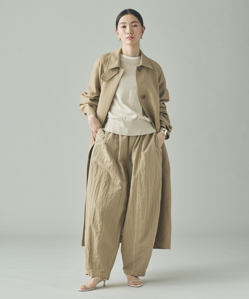 Curensology（カレンソロジー）の「【2/20配信 高山都さんインスタライブ紹介アイテム】Curensology(カレンソロジー)/リネンウールステンカラーコート（ステンカラーコート・レディース・ベージュ/ブラック・FREE）」の5枚目の写真