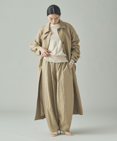 Curensology（カレンソロジー）の「【2/20配信 高山都さんインスタライブ紹介アイテム】Curensology(カレンソロジー)/リネンウールステンカラーコート（ステンカラーコート・レディース・ベージュ/ブラック・FREE）」の6枚目の写真