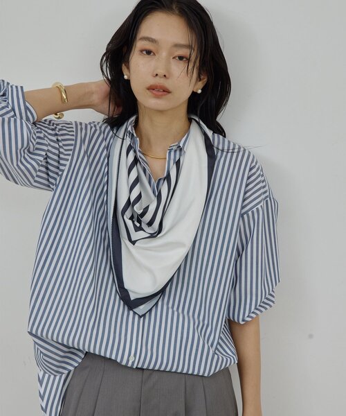 GALLARDAGALANTE（ガリャルダガランテ）の「【MANAKAコラボ】スカーフセットシャツ（シャツ/ブラウス・レディース・ブルー/サックスブルー・FREE）」の10枚目の写真