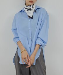 シャツ/ブラウス スカーフ」に該当するレディースのトップス（ブルー