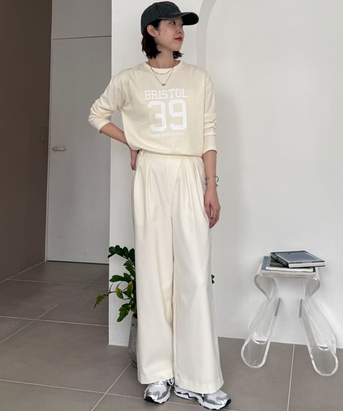 Doux archives（ドゥアルシーヴ）の「ナンバリングロンＴｅｅ（Tシャツ/カットソー・レディース・オフホワイト/サックスブルー/グレイッシュベージュ・FREE）」の5枚目の写真