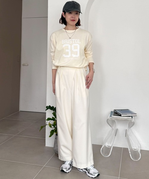 Doux archives（ドゥアルシーヴ）の「ナンバリングロンＴｅｅ（Tシャツ/カットソー・レディース・オフホワイト/サックスブルー/グレイッシュベージュ・FREE）」の7枚目の写真