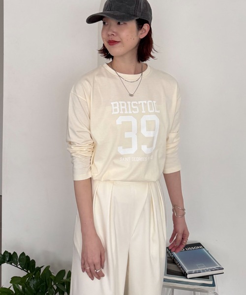 Doux archives（ドゥアルシーヴ）の「ナンバリングロンＴｅｅ（Tシャツ/カットソー・レディース・オフホワイト/サックスブルー/グレイッシュベージュ・FREE）」の9枚目の写真