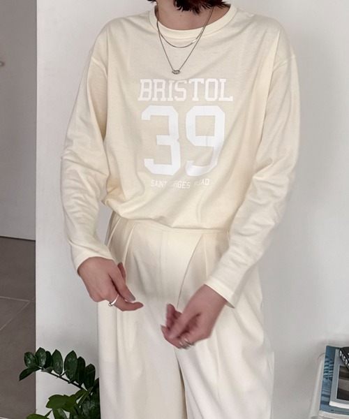 Doux archives（ドゥアルシーヴ）の「ナンバリングロンＴｅｅ（Tシャツ/カットソー・レディース・オフホワイト/サックスブルー/グレイッシュベージュ・FREE）」の13枚目の写真