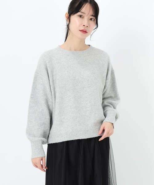 STRAWBERRY-FIELDS（ストロベリーフィールズ）の「プティエトワール_シャイニースパンコールニット（ニット/セーター・レディース・ネイビー/ライトグレー・2）」の3枚目の写真