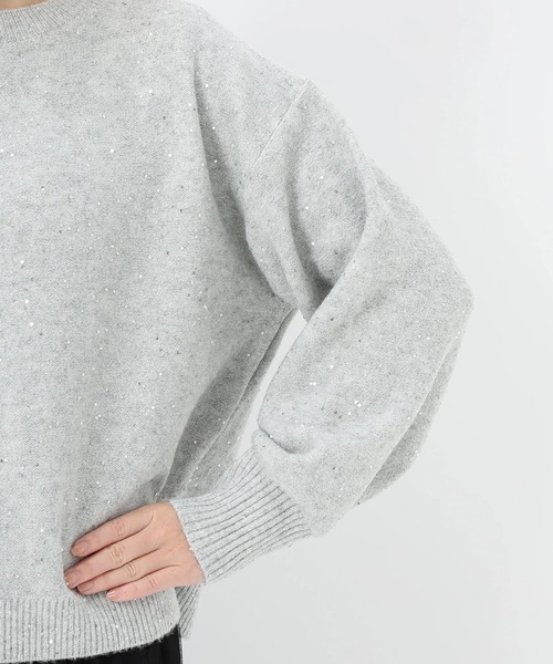 STRAWBERRY-FIELDS（ストロベリーフィールズ）の「プティエトワール_シャイニースパンコールニット（ニット/セーター・レディース・ネイビー/ライトグレー・2）」の8枚目の写真