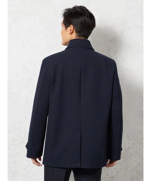 HARUYAMA(ハルヤマ)の「【防風・伸縮】メルトン ステンカラーコート ショート丈 スリム ビジネスコート ストレッチ 新生活【nero】(ステンカラーコート・メンズ・ネイビー/ブラック・L/M/LL)」の4枚目の写真