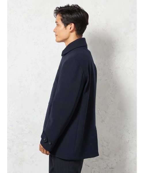 HARUYAMA(ハルヤマ)の「【防風・伸縮】メルトン ステンカラーコート ショート丈 スリム ビジネスコート ストレッチ 新生活【nero】(ステンカラーコート・メンズ・ネイビー/ブラック・L/M/LL)」の3枚目の写真