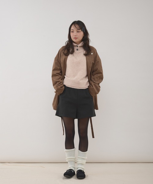 MUHET（ミュエータ）の「layered like hoodie knit / レイヤード風ニットフーディ（ニット/セーター・レディース・ネイビー/アイボリー・FREE）」の6枚目の写真