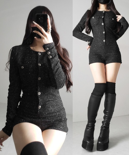 ブラックツイードレディミニオールインワン ／ black tweed lady mini