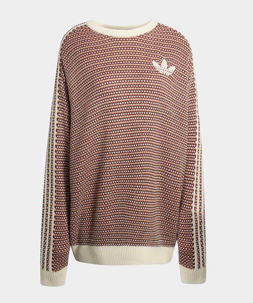 adidas（アディダス）の「adidas/アディダス KNIT SWEATER オーバーサイズ トレフォイルロゴ ニット 2026年春夏（ニット/セーター・レディース・ベージュ/レッド・S/XS/L/M）」の8枚目の写真