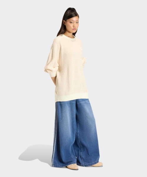 adidas（アディダス）の「adidas/アディダス KNIT SWEATER オーバーサイズ トレフォイルロゴ ニット 2026年春夏（ニット/セーター・レディース・ベージュ/レッド・S/XS/L/M）」の7枚目の写真