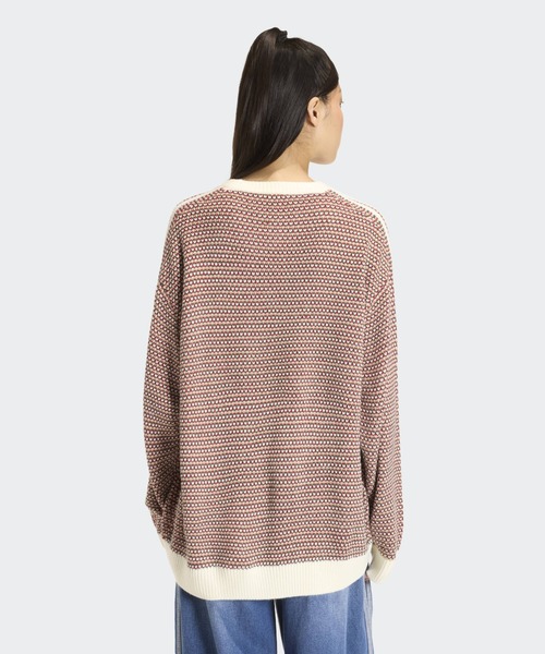 adidas（アディダス）の「adidas/アディダス KNIT SWEATER オーバーサイズ トレフォイルロゴ ニット 2026年春夏（ニット/セーター・レディース・ベージュ/レッド・S/XS/L/M）」の11枚目の写真