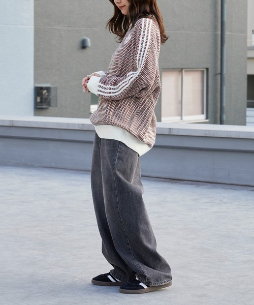 adidas/アディダス KNIT SWEATER オーバーサイズ トレフォイルロゴ