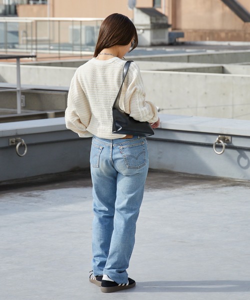 adidas（アディダス）の「adidas/アディダス KNIT SWEATER オーバーサイズ トレフォイルロゴ ニット 2026年春夏（ニット/セーター・レディース・ベージュ/レッド・S/XS/L/M）」の22枚目の写真