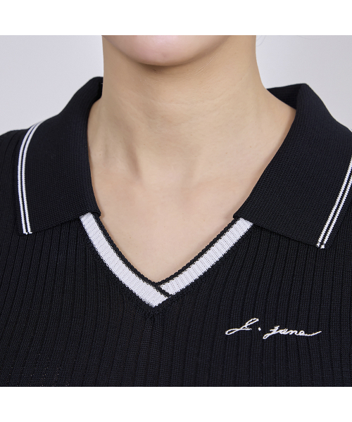 J.JANE(ジェイジェーン)の「袖なしカラー ニットワンピース (ブラック)(ワンピース・レディース・その他・S/M)」の4枚目の写真