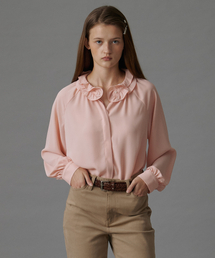 70s RUFFLE BLOUSE BLUSH