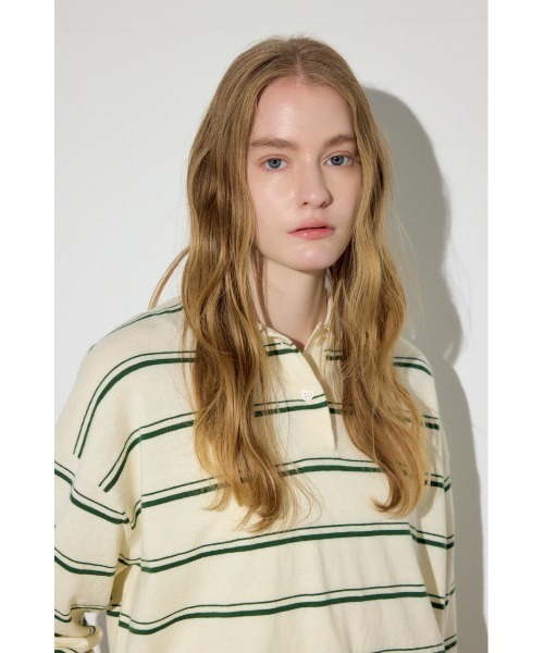 AZUL by moussy（アズールバイマウジー）の「カシミヤミックスポロカラーボーダーニット（ニット/セーター・レディース・ブルー系その他/ホワイト系その他/グレー系その他・FREE）」の20枚目の写真