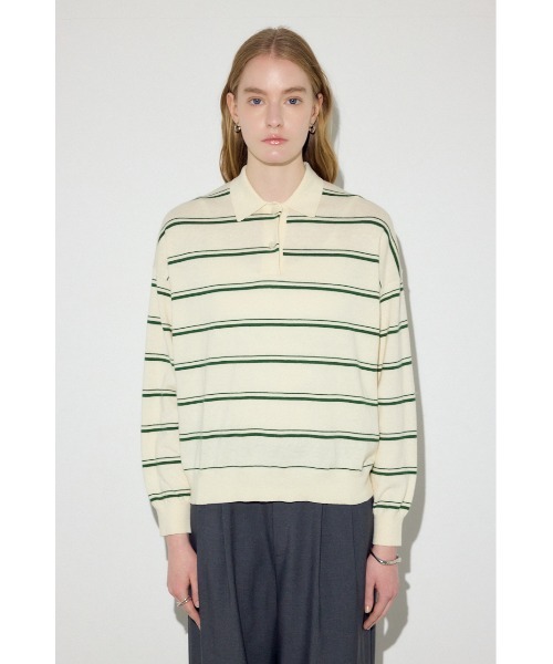 AZUL by moussy（アズールバイマウジー）の「カシミヤミックスポロカラーボーダーニット（ニット/セーター・レディース・ブルー系その他/ホワイト系その他/グレー系その他・FREE）」の22枚目の写真