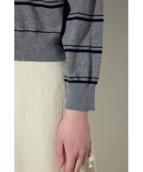 AZUL by moussy（アズールバイマウジー）の「カシミヤミックスポロカラーボーダーニット（ニット/セーター・レディース・ブルー系その他/ホワイト系その他/グレー系その他・FREE）」の5枚目の写真