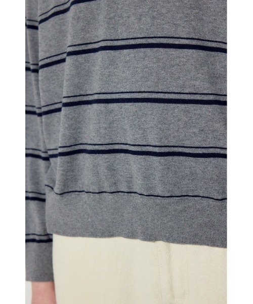 AZUL by moussy（アズールバイマウジー）の「カシミヤミックスポロカラーボーダーニット（ニット/セーター・レディース・ブルー系その他/ホワイト系その他/グレー系その他・FREE）」の6枚目の写真