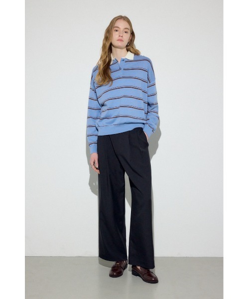 AZUL by moussy（アズールバイマウジー）の「カシミヤミックスポロカラーボーダーニット（ニット/セーター・レディース・ブルー系その他/ホワイト系その他/グレー系その他・FREE）」の10枚目の写真