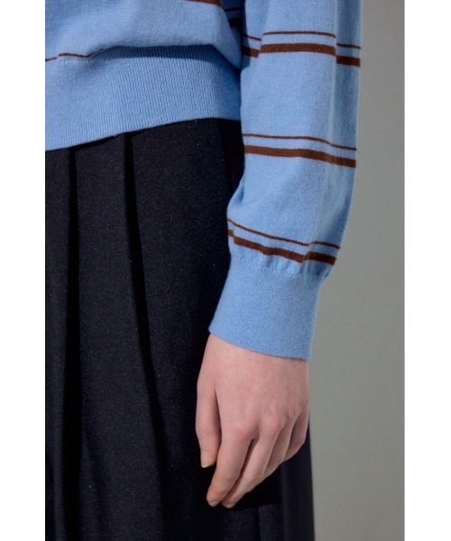 AZUL by moussy（アズールバイマウジー）の「カシミヤミックスポロカラーボーダーニット（ニット/セーター・レディース・ブルー系その他/ホワイト系その他/グレー系その他・FREE）」の16枚目の写真