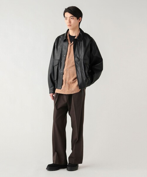BEAMS HEART（ビームスハート）の「クラシック フェイクレザー ブルゾン【ユニセックス】（ブルゾン・メンズ・ダークブラウン/ブラック・LARGE/SMALL/MEDIUM）」の18枚目の写真
