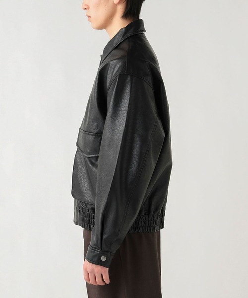 BEAMS HEART（ビームスハート）の「クラシック フェイクレザー ブルゾン【ユニセックス】（ブルゾン・メンズ・ダークブラウン/ブラック・LARGE/SMALL/MEDIUM）」の12枚目の写真